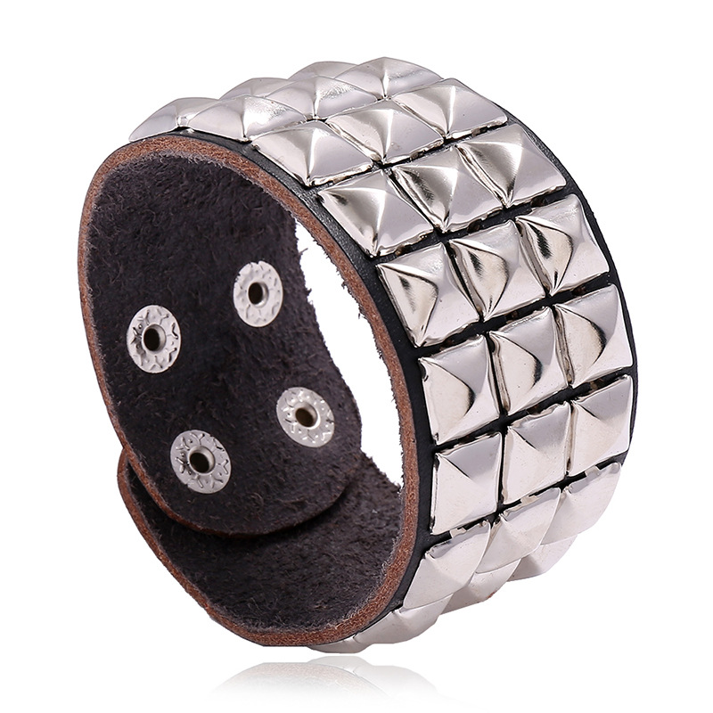 Men Accessories Pk - Bracelet de motard à rivets carrés