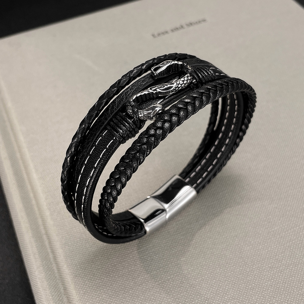Bracelet en cuir tissé multico - Men Accessories Pk avis et prix