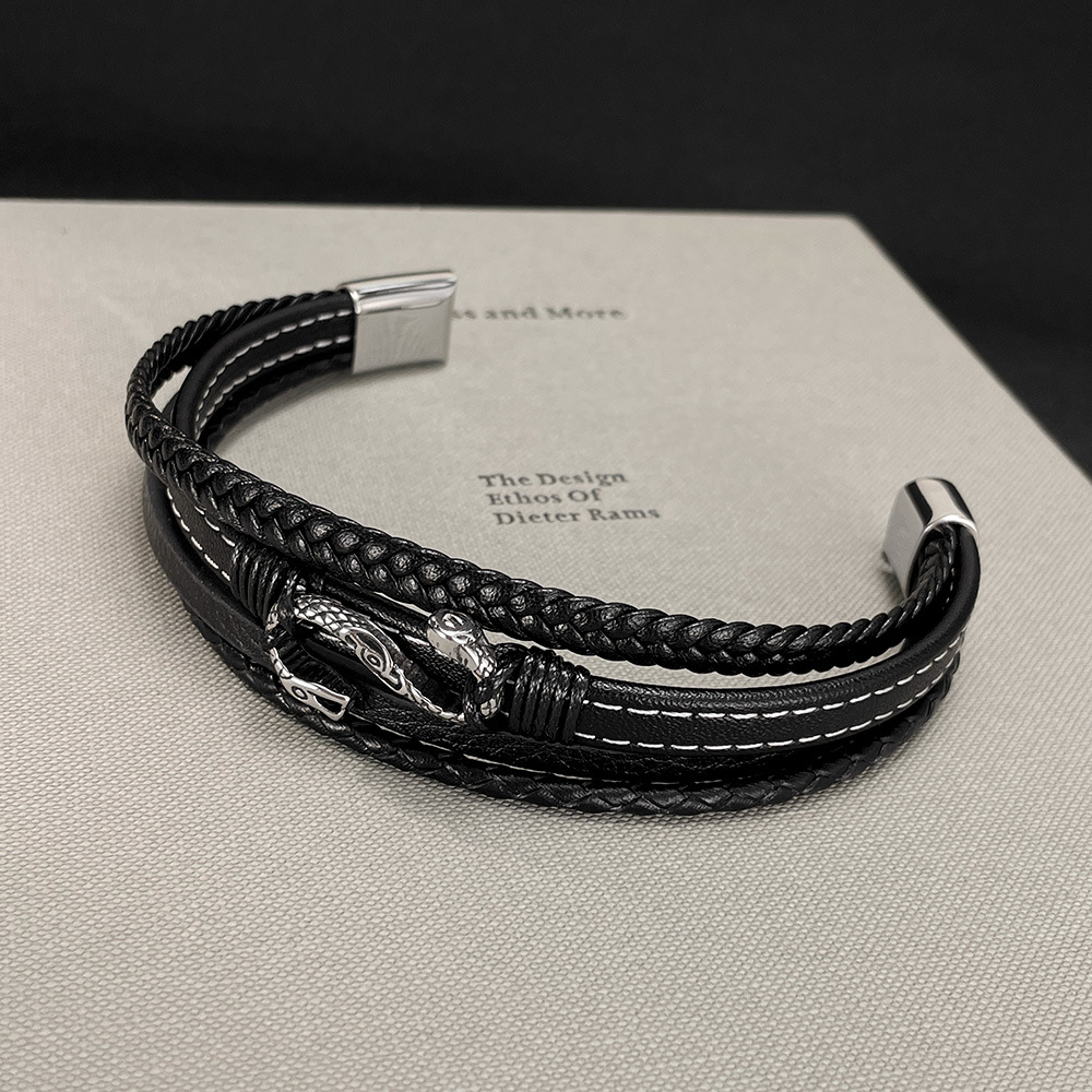 Bracelet en cuir tissé multico - Men Accessories Pk avis et prix