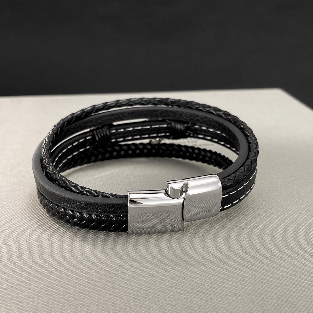 Bracelet en cuir tissé multico - Men Accessories Pk avis et prix